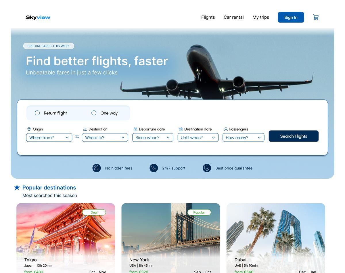 High fidelity — Homepage