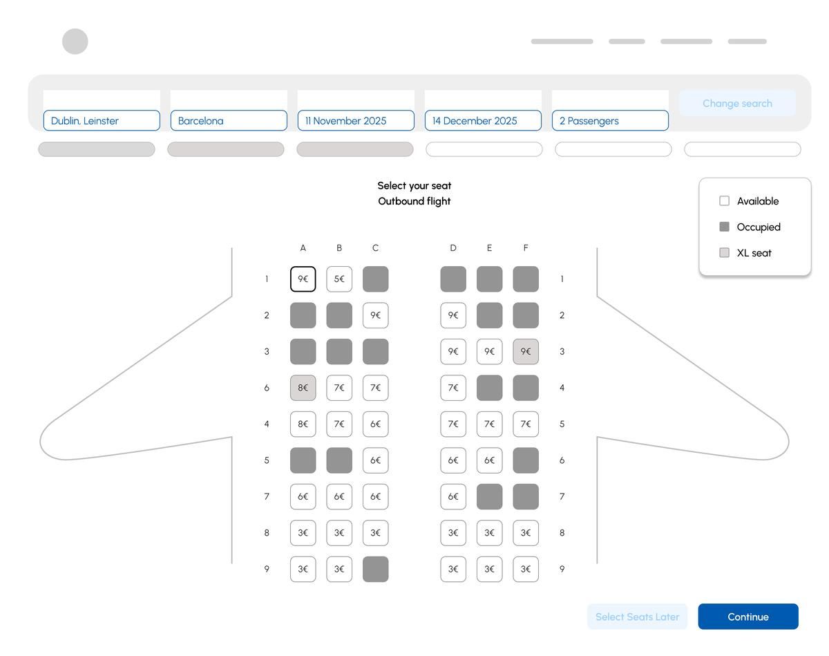 Wireframe — Seat selection