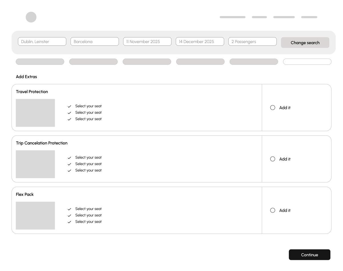 Wireframe — Extras