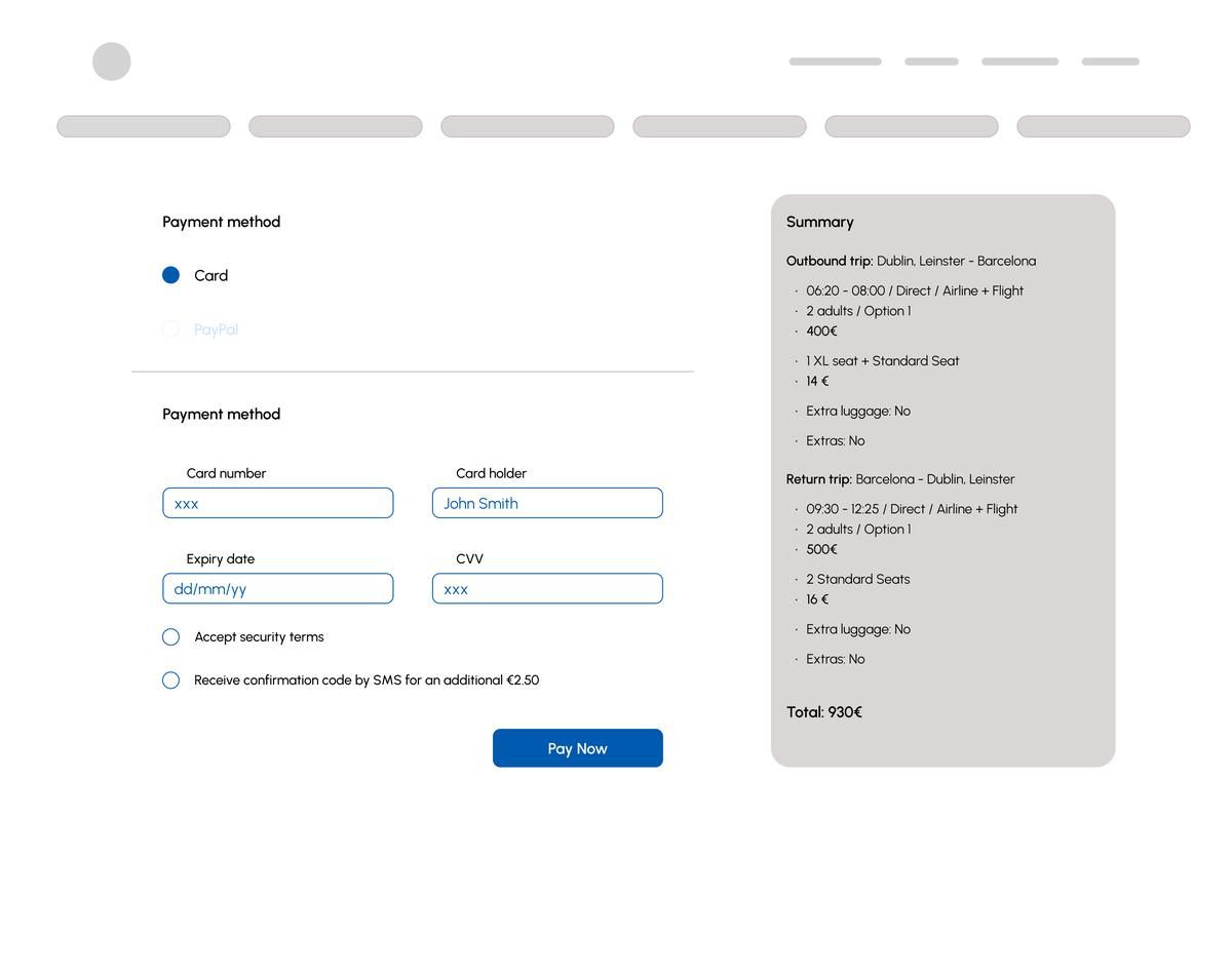 Wireframe — Payment